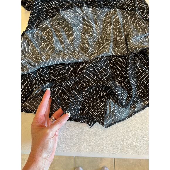 ZARA Skort Womens Small Black White Mini Polka Dot Front Tie Side Zip - Picture 6 of 6